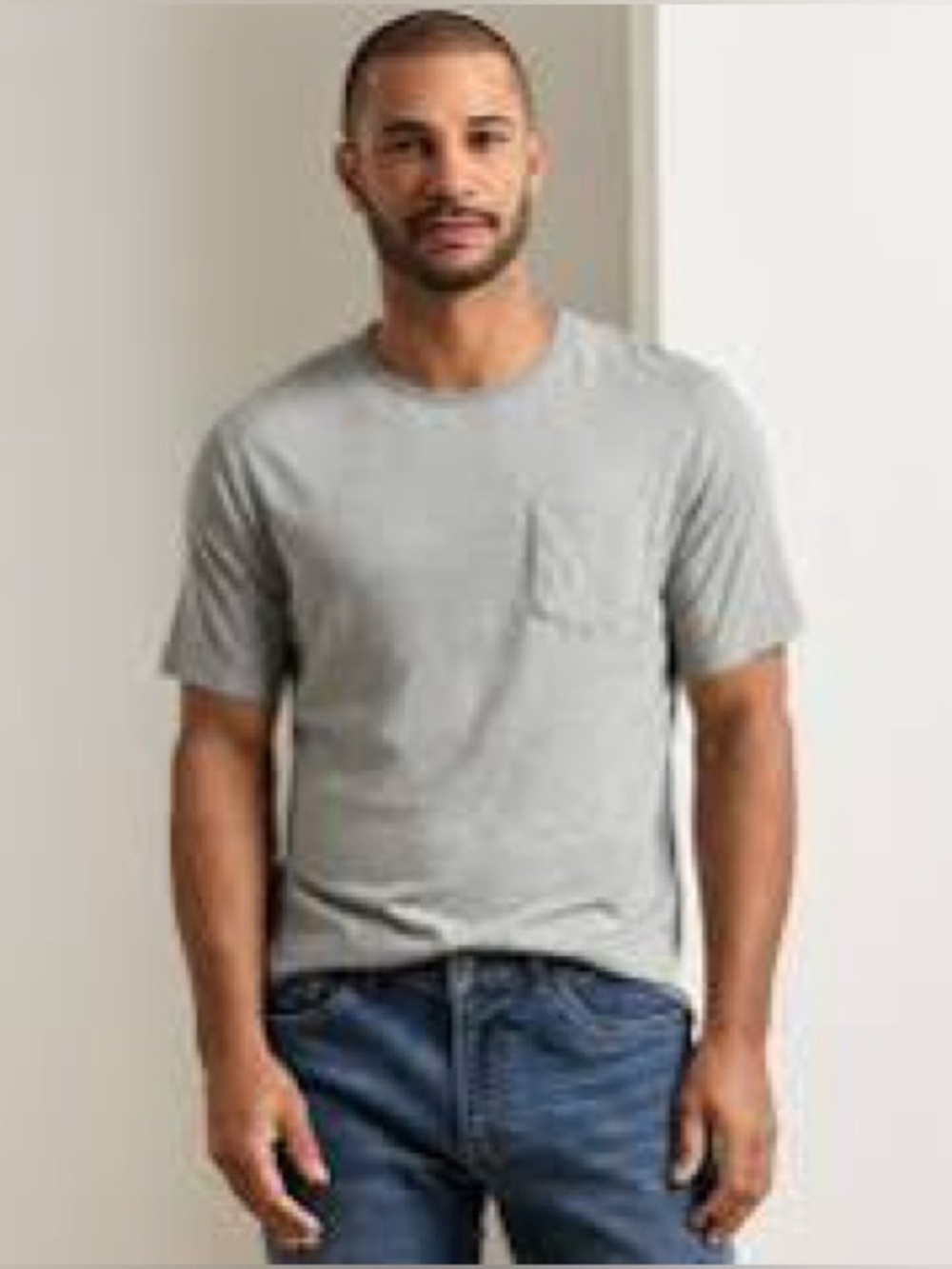 Faded Glory Light Gray Short Sleeve Pocket Tee